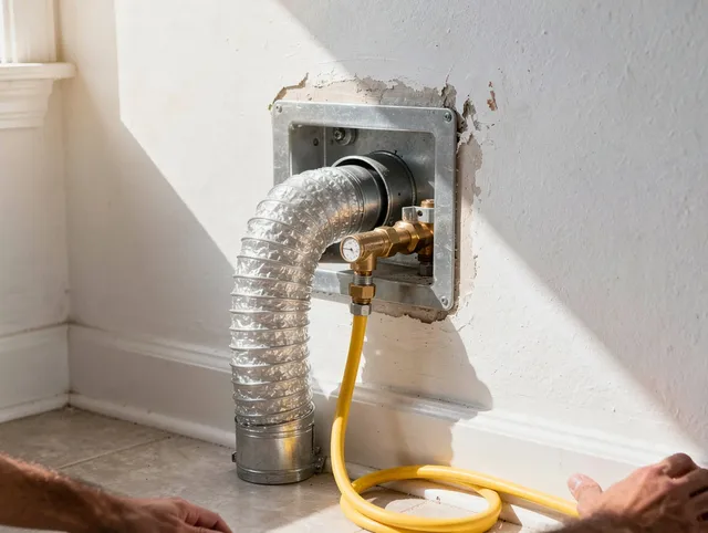 Medina Dryer Vent Cleaning certified technician performing specialized gas dryer vent cleaning in Medina